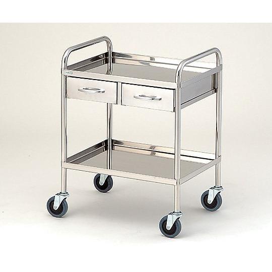 とっても静かな枠付回診車 2段 603×453×800mm アズワン TS6045W (0-7976-01)