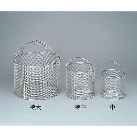ステンレス丸型洗浄カゴ 大 φ300×300mm 三和化研工業 SS300 (4-097-02)