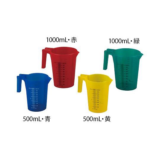 カラフル手付ビーカー 積み重ねタイプ 1000mL 赤 12個入 482944 (4-2228-03)