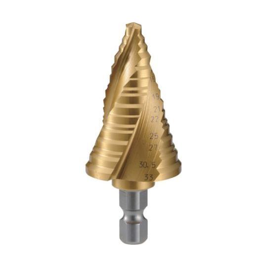 ステップドリル 3枚刃チタンコーティング 6〜33mm 段数11 トラスコ中山 3S-NMS-33G (61-1387-28)