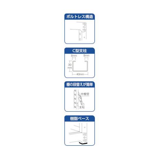 スチールラック M1.5型軽中量棚 1460X595XH2400 5段単体 ネオグレー トラスコ中山 M1.5-8565 (61-3020-75)