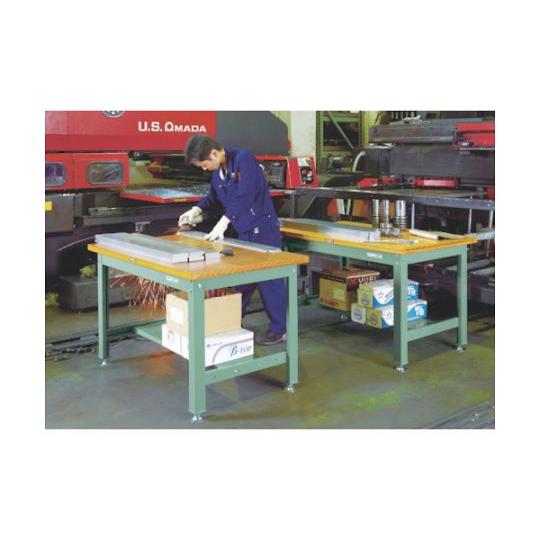 中荷重作業台 300kg HW型 1200X750XH831 φ100ウレタンキャスター付 グリーン色_3
