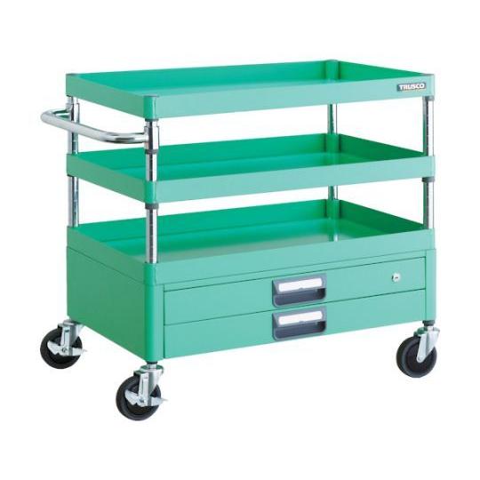 フェニックスワゴン 省音 750X500XH740 2段引出付 YG色 トラスコ中山 PEW-773X-YG (61-3087-05)