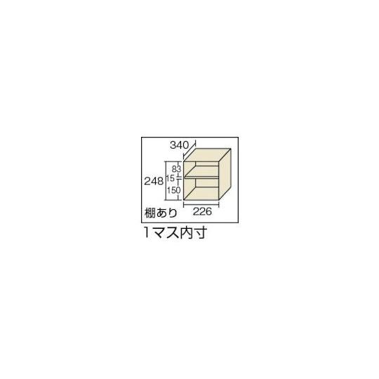 シューズケース 24人用 1050X380XH1700 棚付 窓付 トラスコ中山 SC-24WM (61-3263-54)の画像