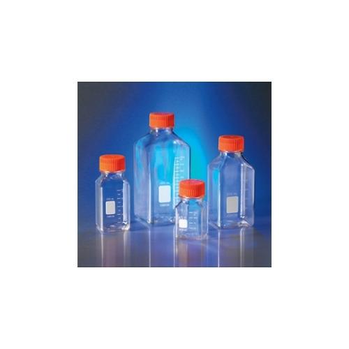 コーニング ストレージボトル角型 PET製500ml 45mmオレンジキャップ付き、個別包装 431532 (61-4693-68)