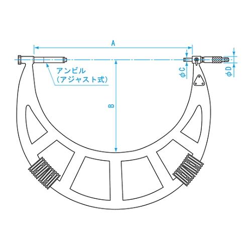 外側マイクロメータ アジャストアンビル式 700-800mm 新潟精機 SK MC104-800 (61-6180-25)_1