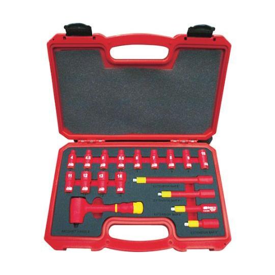 絶縁ソケットレンチセット 6角タイプ 差込角6.35mm トラスコ中山 TZSW2-18S (61-8901-68)