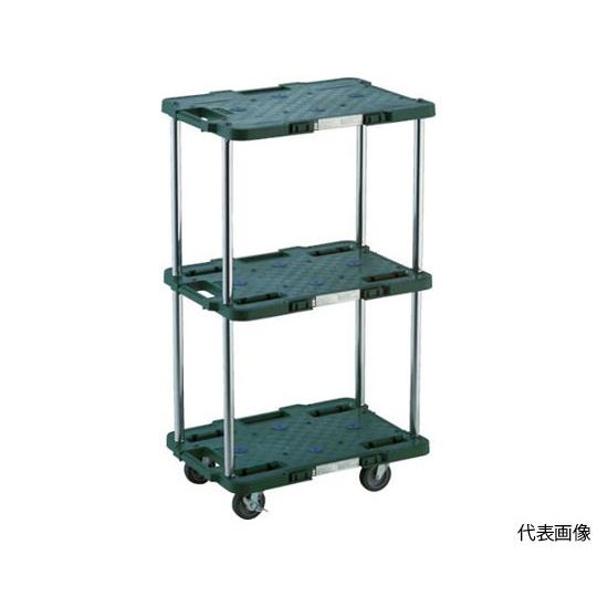 ルートバン 3段式 柵1段付 370X500 4輪自在ストッパー付 緑 トラスコ中山 MPB-503JSK-GN (62-2536-99)
