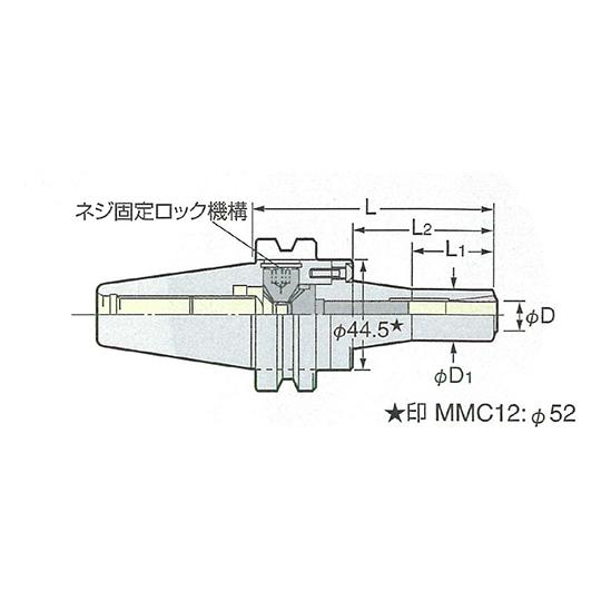 センタースルー型ミニミニチャック 日研工作所 BT40-MMC12C-120 (62-3627-92)_1