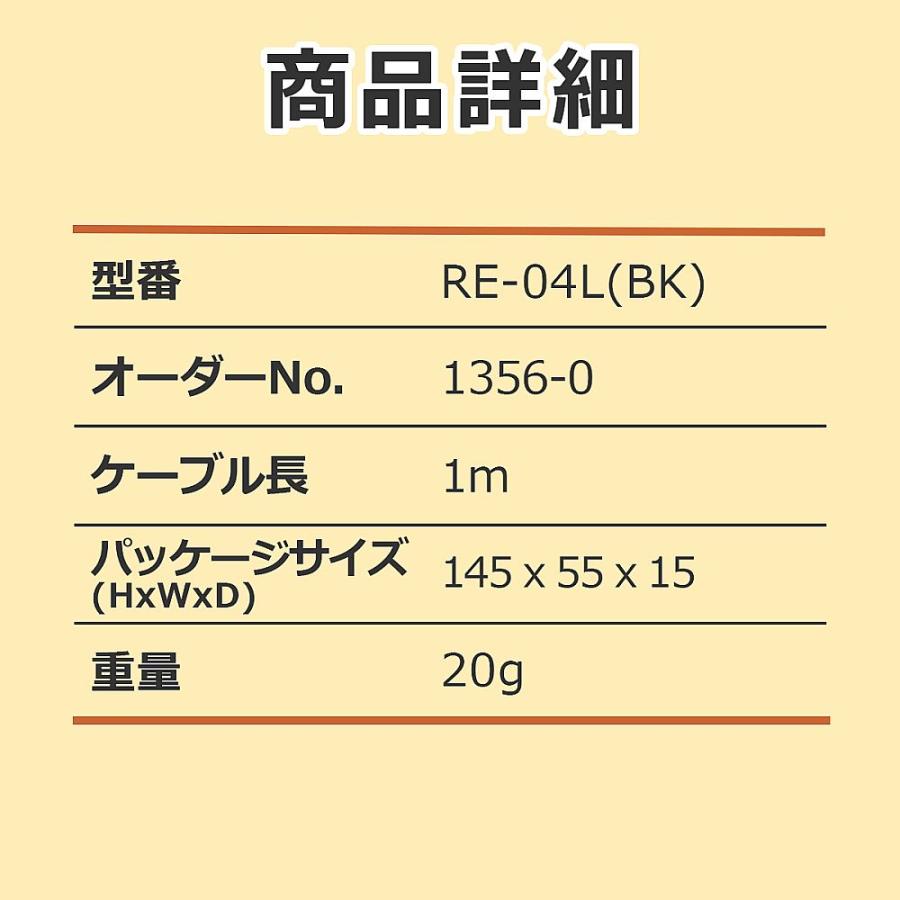 ELPA ラジオイヤホン黒1m RE-04L BK  (62-8558-35)｜a1-shop｜04