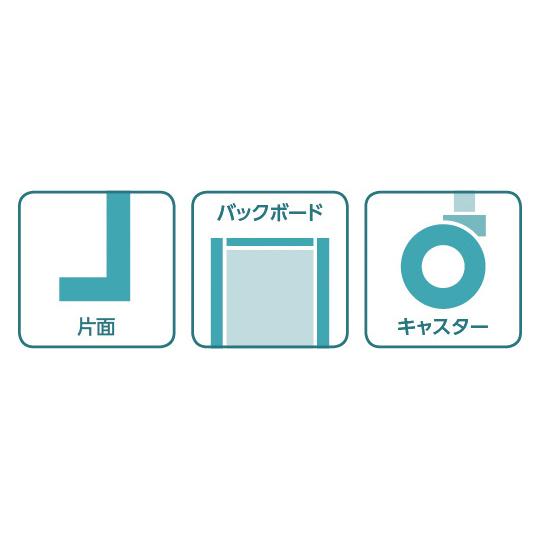 ULキャスター付片面バックボードK 間口90cm 単体 中日販売 408-63-25 (63-2862-34)