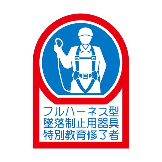 日本緑十字社 ヘルメット用ステッカー フルハーネス型墜落制止用器具特別教育修了者 35×25mm 10枚組 オレフィン 233128 (64-2325-87)｜a1-shop