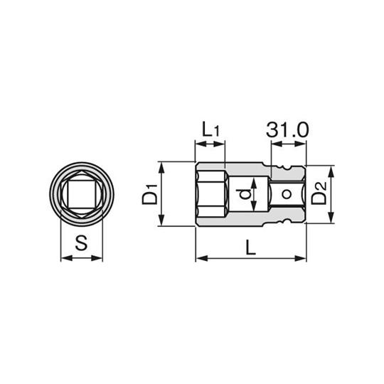 1"DR/85mm ディープインパクトソケット EA164NL-285 (64-7831-50)