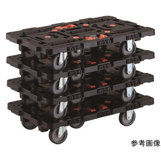 トラスコ中山 連結式樹脂製平台車 ビートル 700X450 自在3輪 とめたろう付 まとめ買い4台 BT700J3-E100T-M4 (64-8432-63)