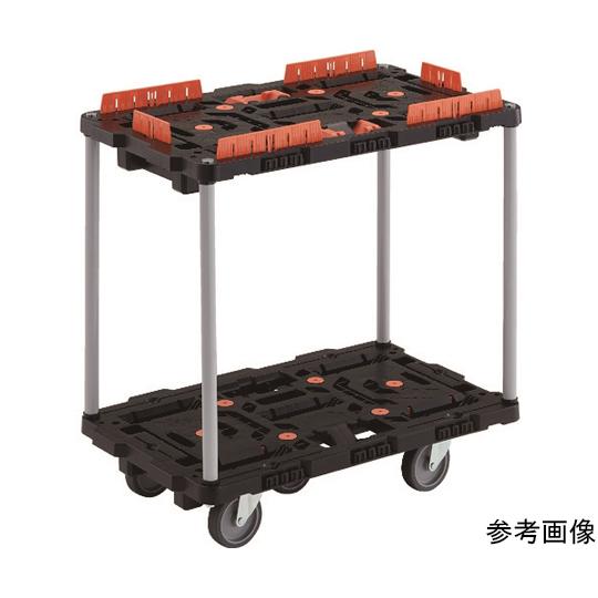 トラスコ中山 連結式樹脂製2段台車 ビートル 700X450 自在5輪 柵 とめたろう付 ハンドルなし BT720KJ5-E100T (64-8432-91)