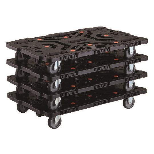 まとめ買い 連結式樹脂製平台車 ビートル 900X600 自在3輪 4台セット トラスコ中山 BT900J3-E100-M4 (64-8433-06)