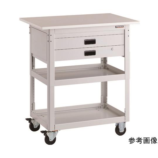 ツールワゴン ドルフィン 高さ調節式 天板付 900X600 2段引出 W トラスコ中山 DLWS-A973TX-W (64-8488-61)