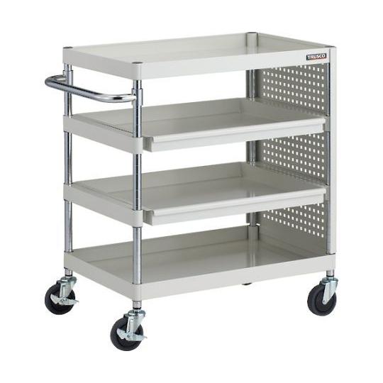 フェニックスワゴン 抗菌 省音 750X500 スライド2段 側面パネル付 W色 トラスコ中山 PEW-972M2PL-W (64-8637-76)
