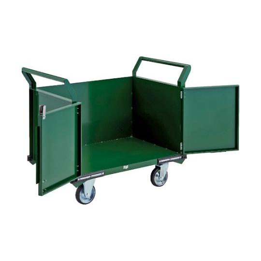 鋼鉄製運搬車 900X600 観音扉付 プレス車輪 トラスコ中山 PH-26P (64-8638-69)