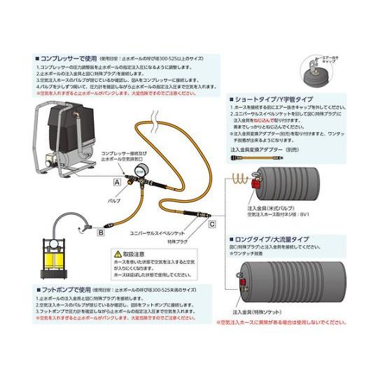 配管内止水用オプション 止水ボール用注入金具変換アダプター 長さ200mm ホーシン PSADA (64-8651-32)_1