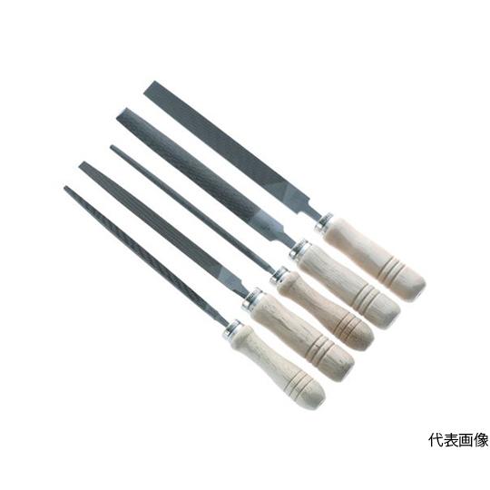 鉄工用ヤスリ 木柄付 5種類セット 中目 刃長300 1箱 5本入 トラスコ中山 TST30002S (64-8747-53)
