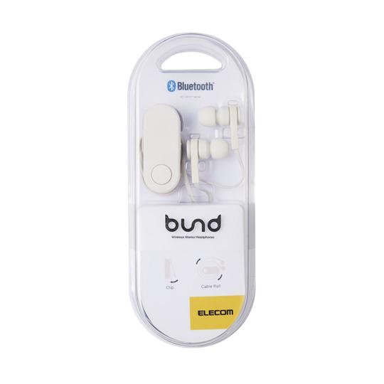 ワイヤレスイヤホン Bluetooth bund 巻き取りタイプ クリップ付き ストーンホワイト LBT-HPC17WH｜a1-shop｜02