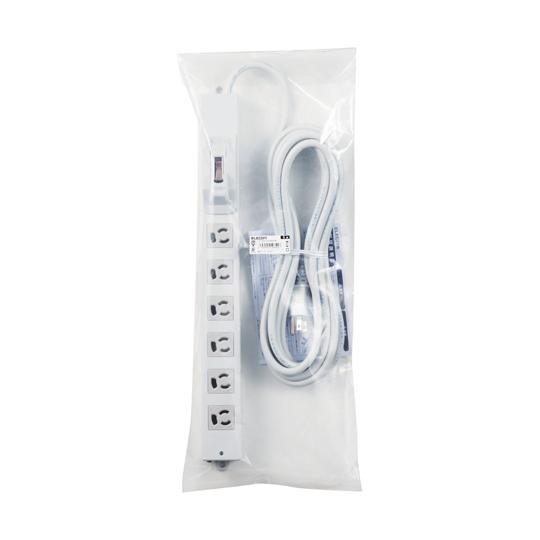 法人用タップ ロング型 3P6口 5m 抜け止め 過電流ブレーカー RoHS指令準拠 ライトグレー T-H0750OCPR_1