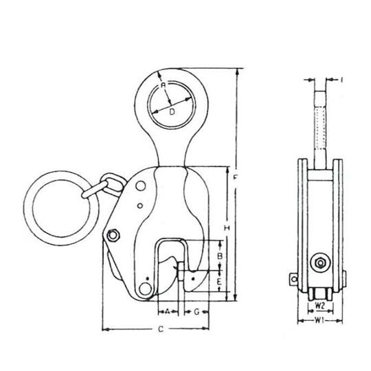 縦つりクランプ 使用荷重 70〜350kg 有効板厚 2〜16mm イーグル・クランプ E-350 (64-9311-13)_1