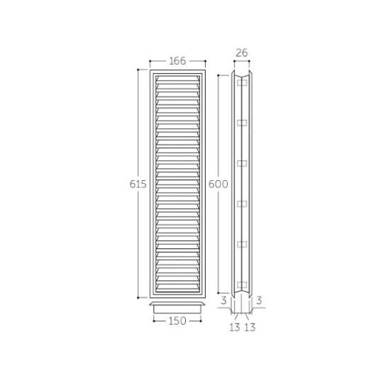 立型ドア用ガラリ チーク 150×600mm EA997MF-12 (65-2318-32)｜a1-shop｜02