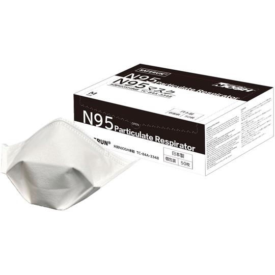 日本製N95マスク 個包装 くちばし型おりたたみ式 Mサイズ 1ケース6箱 セーフラン安全用品 JM9501M-6 (65-2782-42)_1