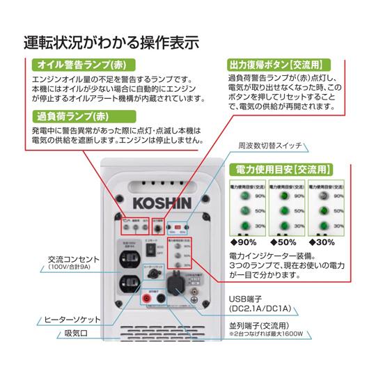 工進 インバーター発電機 0.9KVA GV-9ig (65-5606-63)｜a1-shop｜02