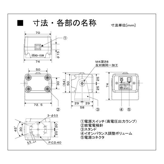 コンパクトタイプ静電気除去装置 AC100V 春日電機 KD-150W-1 (65-6899