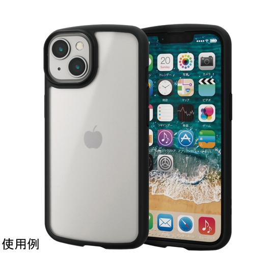 iPhone 14/13用ハイブリッドケース フレームカラー シルキークリア ブラック PM-A22ATSLFCSBK｜a1-shop｜06