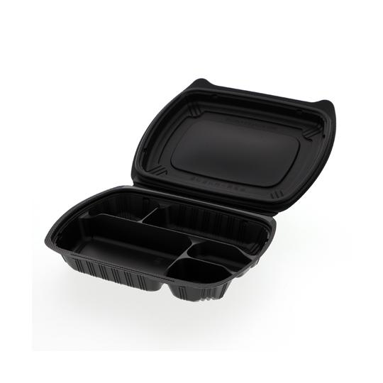 リスパック 食品容器 バイオデリカシェルBOX 80-1 RHDT301 黒 25枚入 004450518 (65-9108-96)