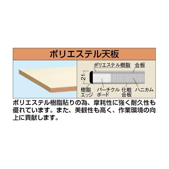 軽量作業台 KS/ポリエステル天板/キャスター付/直進安定金具無 1800×750×740mm KS-187PURIG_1