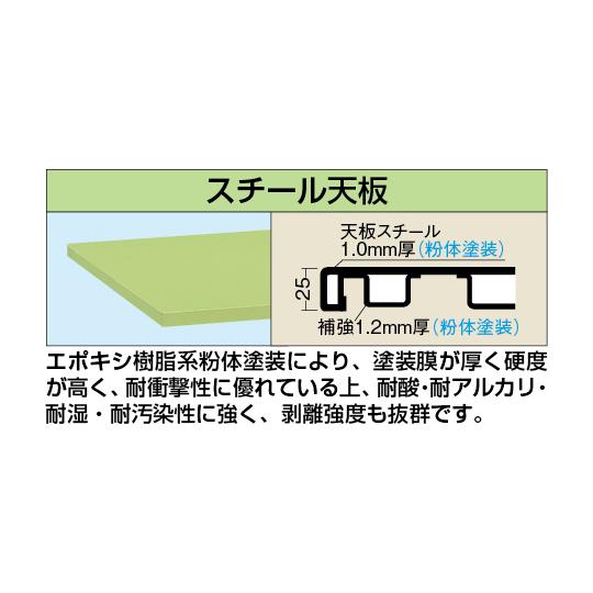 軽量作業台 KK/スチール天板/キャスター付/直進安定金具無 1200×600×840mm サカエ KK-48SUB2 (65-9546-96)_1