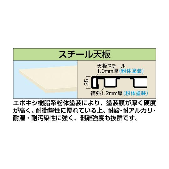 軽量作業台 KK/スチール天板/キャスター付/直進安定金具無 1200×600×840mm サカエ KK-48SUB2I (65-9547-06)_1
