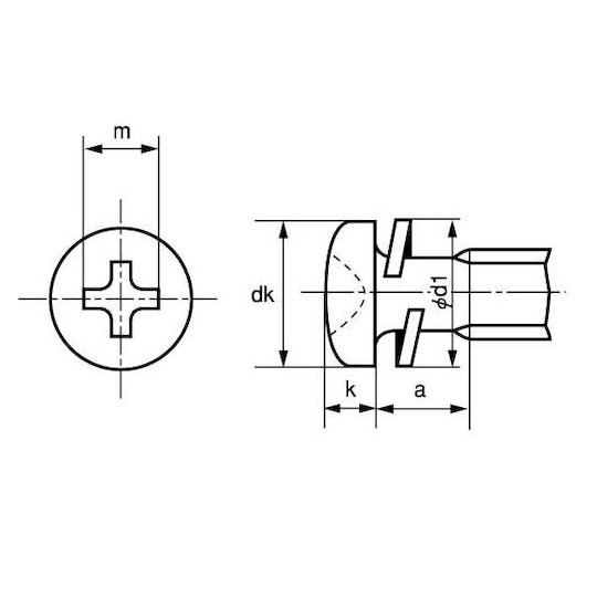組込みねじ + ナベP=2 鉄 または標準 ・ニッケル M2.3×5 5000本入 (67-0829-15)