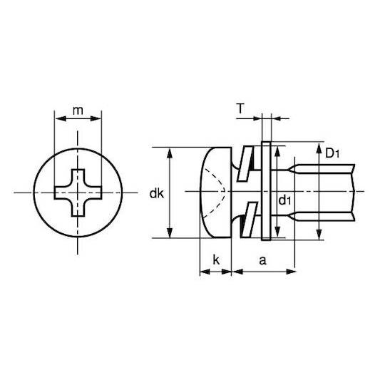 組込みねじ + ナベP=4 鉄 または標準 ・三価ステンコート M3×8 1800本入 (67-0871-21)_2