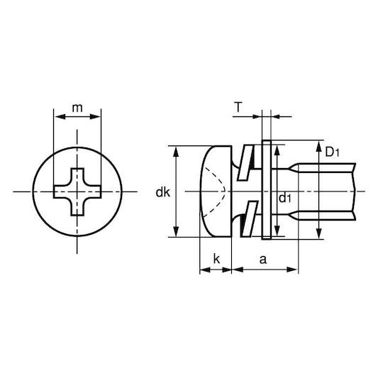 組込みねじ + ナベI=4 鉄 または標準 ・生地 または標準 M2×5 5000本入 (67-0903-02)