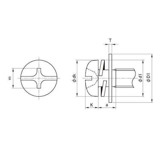 組込みねじ +- ナベP=4 鉄 または標準 ・クロメート M3.5×7 2000本入 (67-0954-64)_2