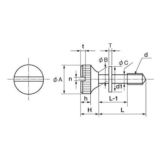 組込みねじ - 化粧ビスP=N SUS ステンレス ・生地 または標準 M5×37 80本入 (67-1031-07)_2