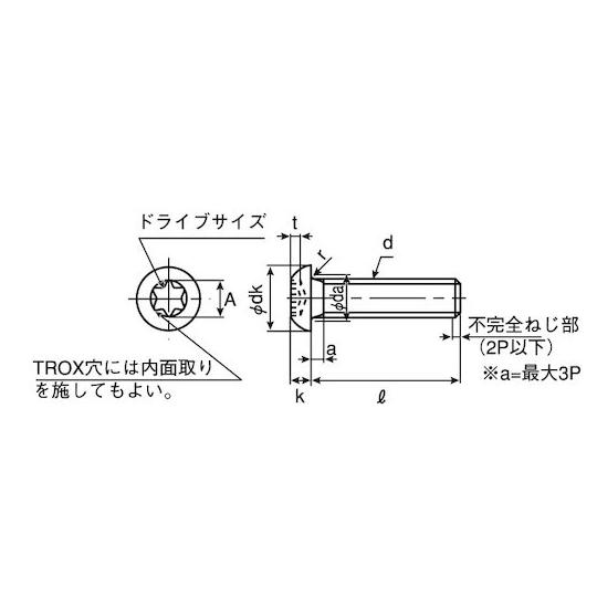 ステンレス TORX-ボタンCAP 6×50 300本入 (67-1961-47)_2