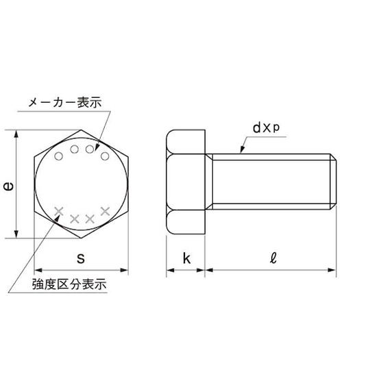 10.9 六角ボルト 全ネジ 細目P1.5 16X95 1.5 25本入 (67-2045-71)_2