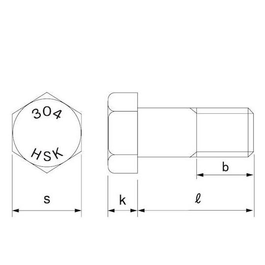 SUS304 六角ボルト 半ネジ HSK 14×65 40本入 (67-2160-01)