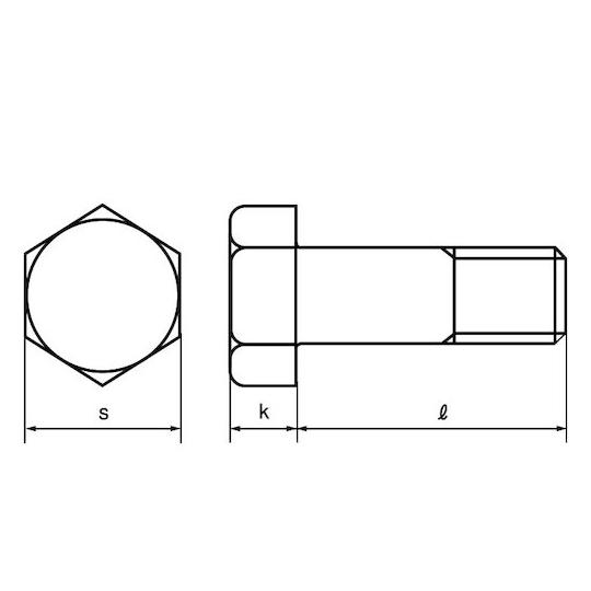 ステン 六角ボルト 半ネジ 輸入品 8×125 100本入 (67-2168-90)