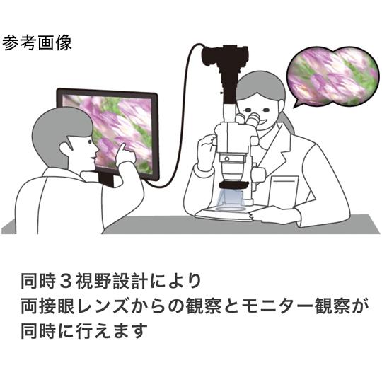 【同時三視野】ズーム式実体顕微鏡 伸太T + LEDリング照明 スタンダード + 乾電池電源 YS05T+SIMPLE5+TK8