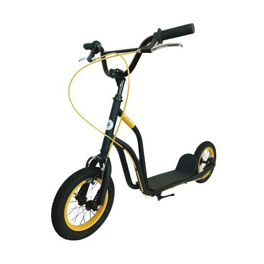 大型キックボード 12インチ 1本スタンド付き ブラックイエロー 池商 D-KS1200-BKYE (67-4576-26)