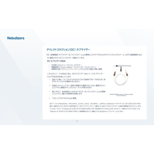 ICP-MS用ガラスネブライザー MicroMist アルゴンガス：0.7mL/min サンプル：0.05mL/min A31-07-UM005の画像
