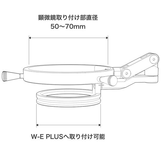 実体顕微鏡用<垂直照明付き>LED照明装置 自在アダプター付き マイクロネット W-E PLUS (67-6434-60)